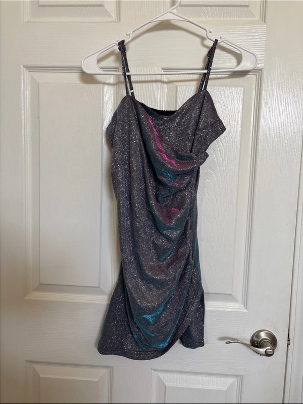 Cider Sparkle Charcoal Cowl Mini with Teal & Pink Sheen